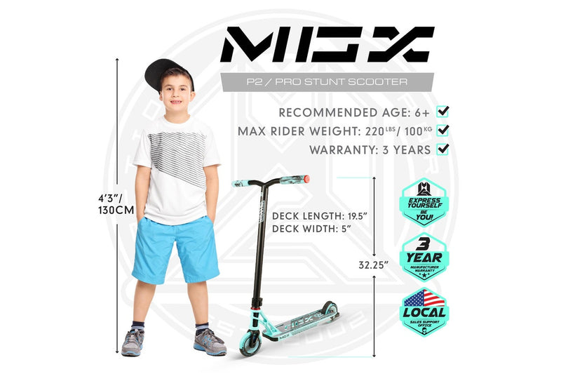 Madd Gear MGX2 P2 Pro Scooter - Taze Teal / Black