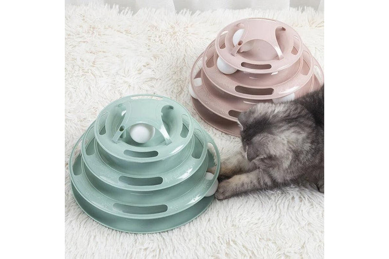 Interactive Cat Turntable Track Ball Training Pet Toy - Yellow