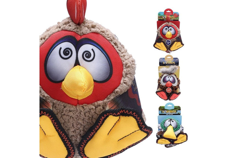 2x Paws & Claws Loony Birds Plush Soft Pet Dog Play Interactive Toy 17.5cm Asstd