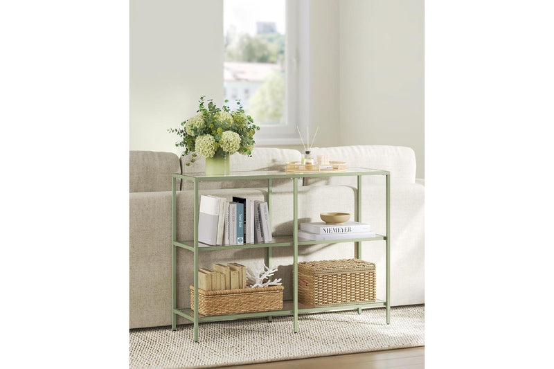 VASAGLE 1M Console Table with Tempered Glass - Laurel Green and Transparent