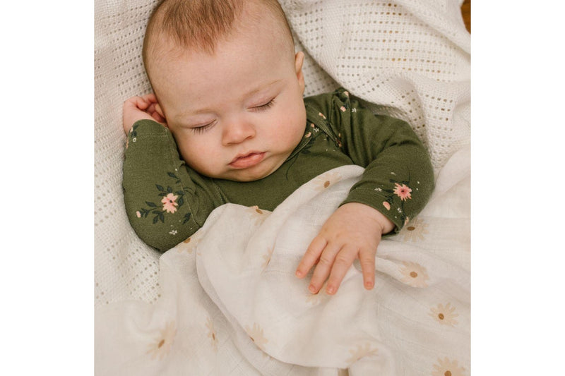 Lulujo: Cotton Swaddles - Daisy & Greenery (2 Pack)