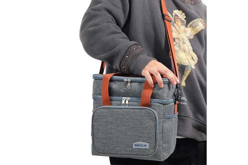 Portable Lunch Bag Thermal Insulated Food Container Cooler Bag for Outdoor Camping Work School Grey