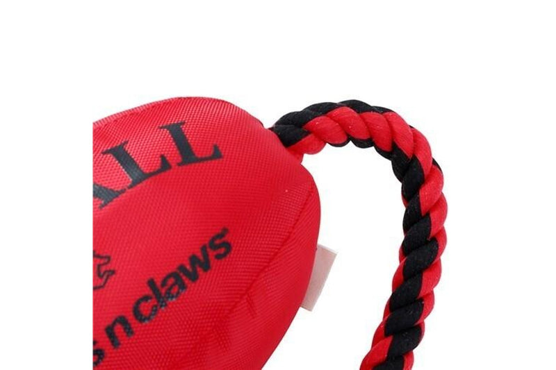 2x Paws & Claws 75cm Footy Oxford Dog Rope Toy Tugger Pupball Pet Chew Play Red