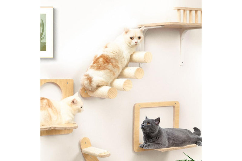 Solid Wood Climbing Frame Wall Sisal Scratching Post