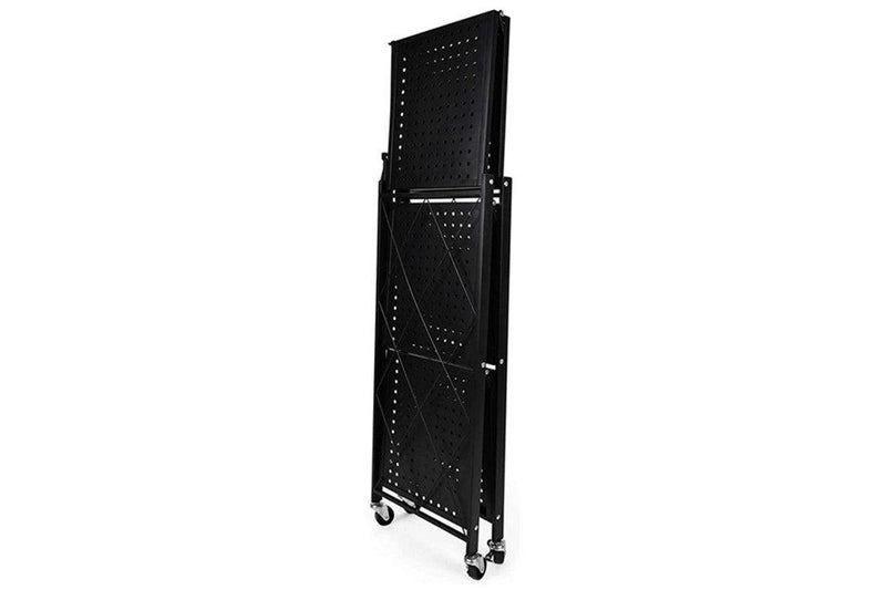 3-Tier Foldable Metal Rack Storage Shelving Unit with Wheels