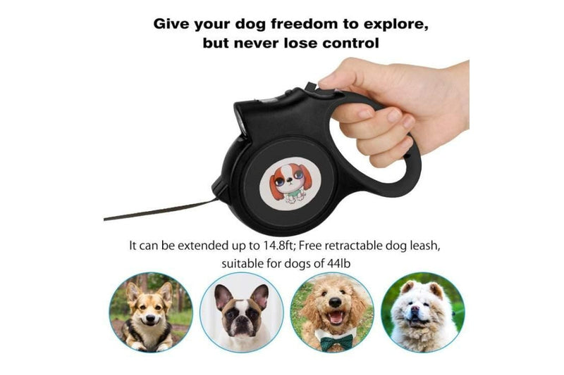 Pet Health With Light Automatic Leash Small Retractable Dog Anti Slip Handle 16.4Ft Walking For Medium Dogs Up To 55Lbs - Tan