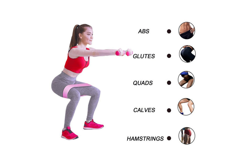 Fabric Resistance Booty Bands 3 Set Hip Workout Squats Exercise Guide Bag Fitness - Medium 76X8cm