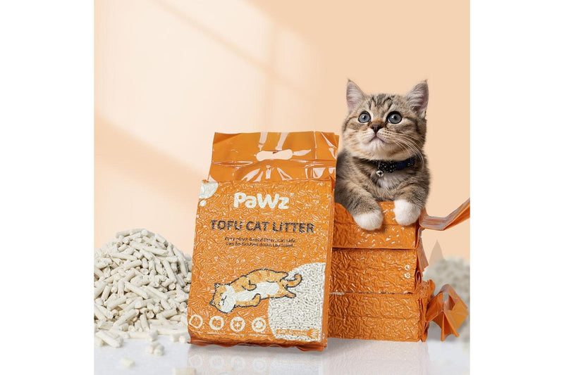 Pawz 2.5kg Tofu Cat Litter Clumping Flushable Fast Super Absorben Natural x6