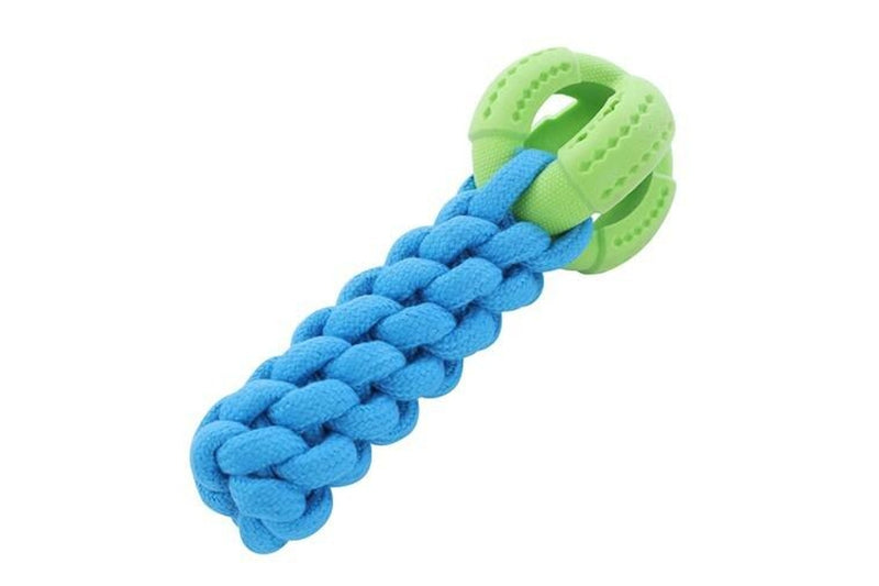 2x Paws & Claws Fetch N' Play Ball + Rope Tugger Dog Pet Toy Assorted 24x10x10cm