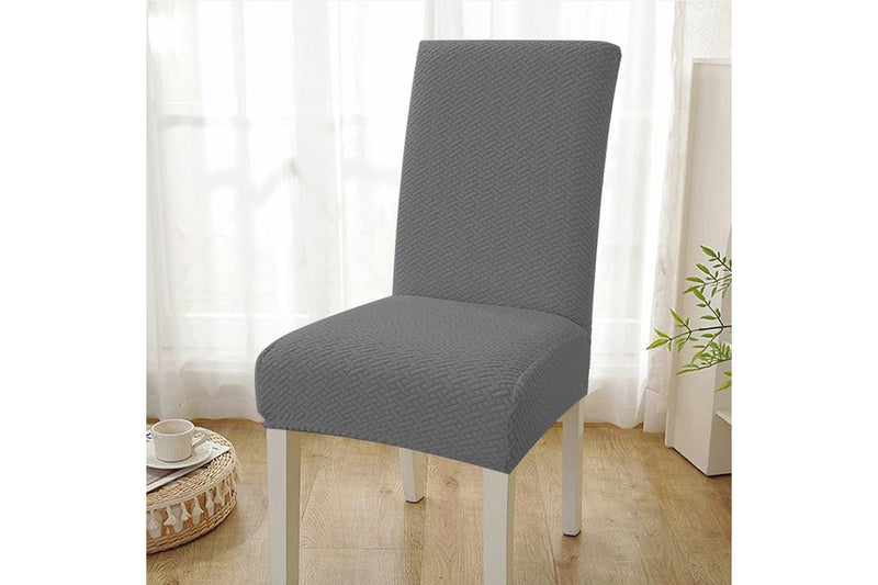 COMFEYA 2 Pack Checked Dining Chair Slipcover - Grey