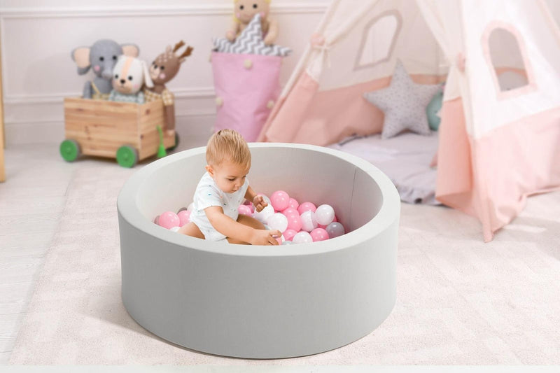 Bubbli: Baby Kids Ball Pit with 200 Balls - Grey/Pink