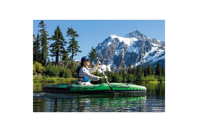 Intex Sports Challenger K1 Inflatable Kayak 1 Seat Floating Boat Oars River Lake