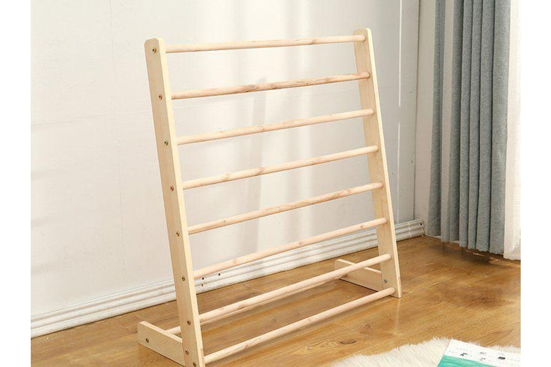 Nursery Pine Wood Bookshelf with Canvas Shelves - NZ Stock