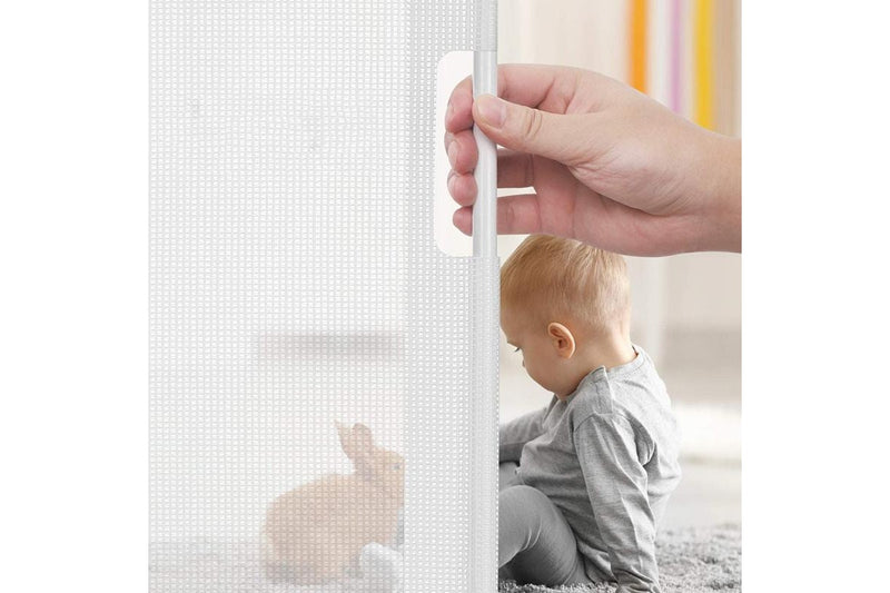 Petswol: Retractable Safety Gate Fence For Pets And Children - White