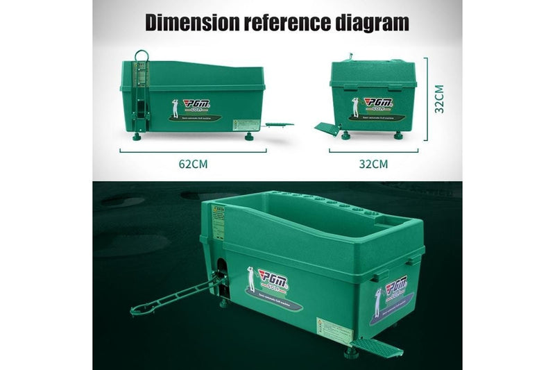 Golf Ball Dispenser Automatic Tee Up Machine With Club Rack - Size 62X32X32Cm Green