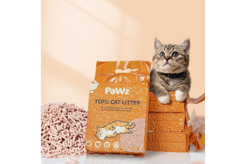 Pawz 2.5kg Tofu Cat Litter Clumping Flushable Fast Super Absorben Peach x4