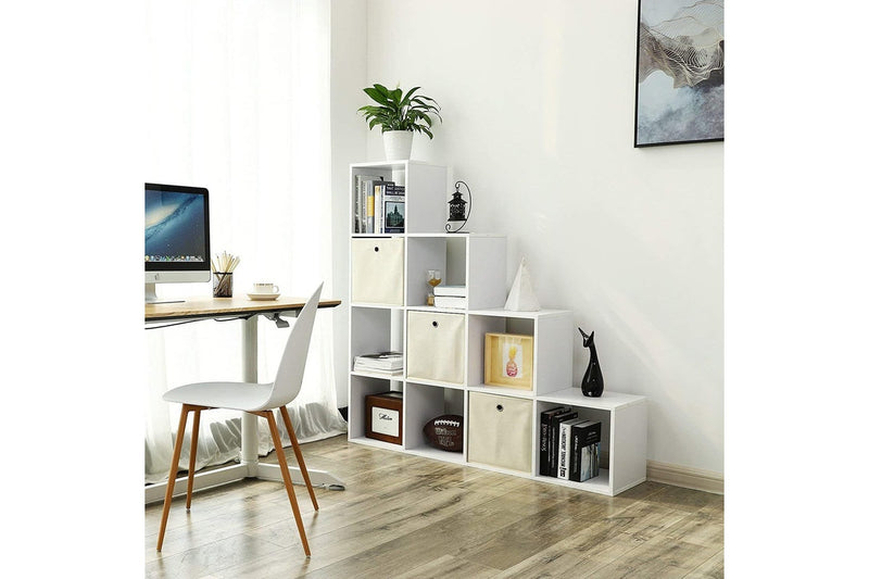 VASAGLE Stair Shaped Cube Bookcase - White