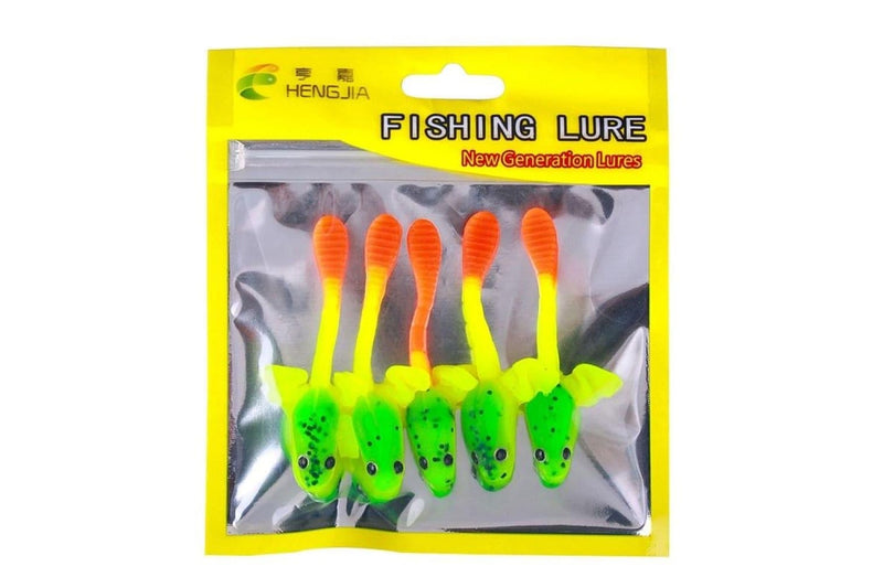 5 Piece Hengjia So176 Lua Toad Soft Bait Fishing Lures 7cm 2.5g Long Tail Colour 1