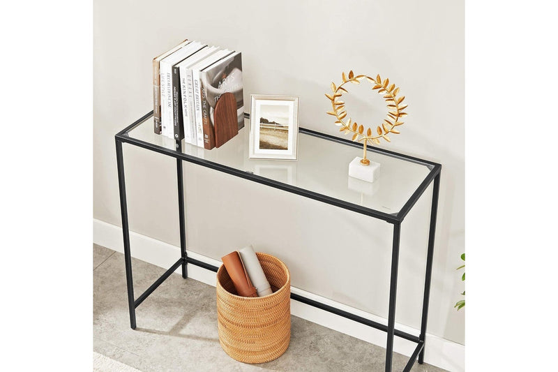 VASAGLE 1M Console Table with Tempered Glass - Black