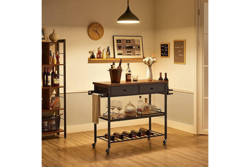 Vasagle Kitchen Island On Wheels - Rustic Brown / Black