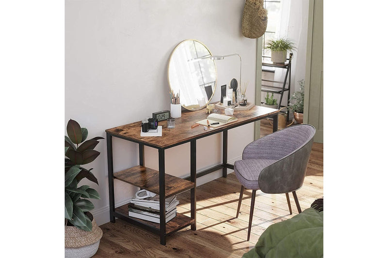 Vasagle 47" Computer Desk with 2 Shelves - Rustic Brown