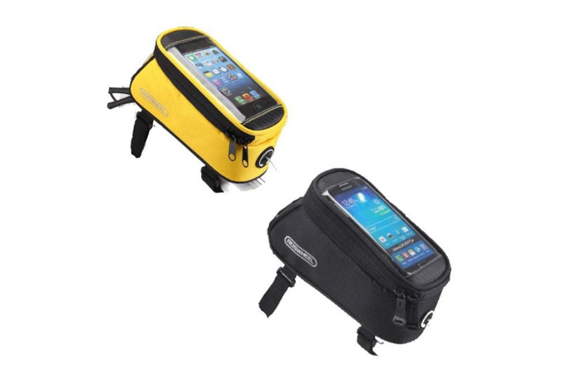 Bike Phone Holders Cycling Bicycle Front Top Tube Frame Bag Transparent Pouch Audio Extension Line - Black - 4.2