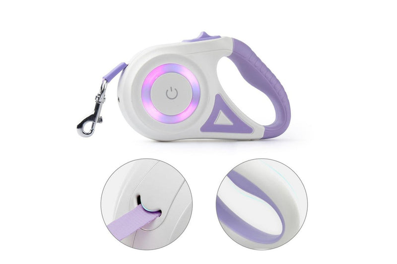 Vibe Geeks 3m Retractable Durable Nylon Pet Leash With Led Lights