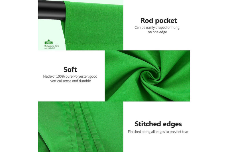 Green Chromakey Backdrop Screen 10x12ft 3x3.6m Photo Video Studio 4 Clamps Portraits Product Shooting