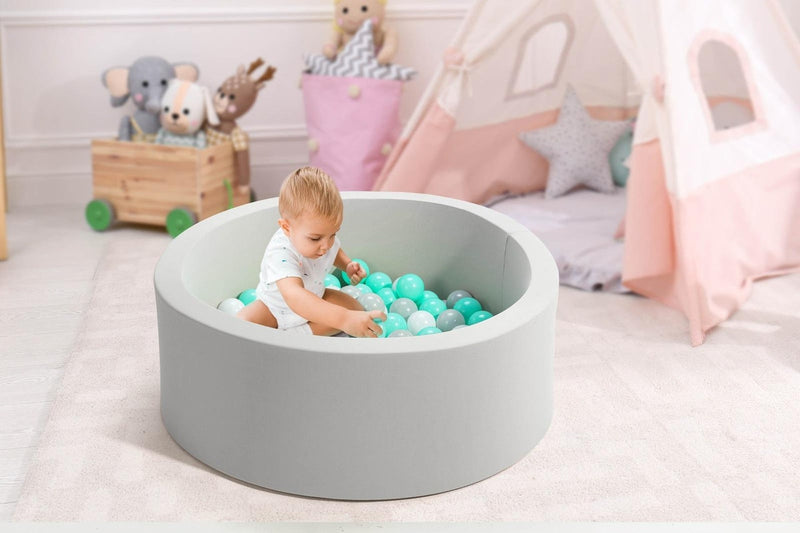 Bubbli: Baby Kids Ball Pit with 200 Balls - Grey/Blue