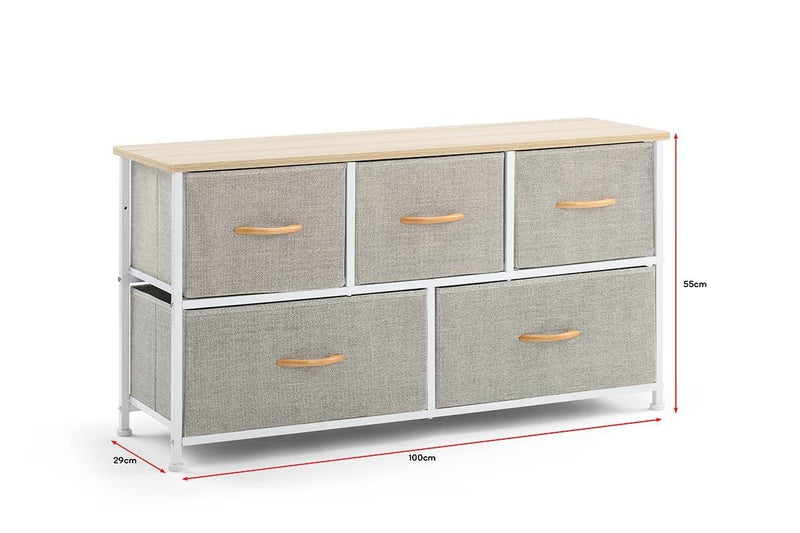 Ovela: 5 Drawer Storage Chest - Beige