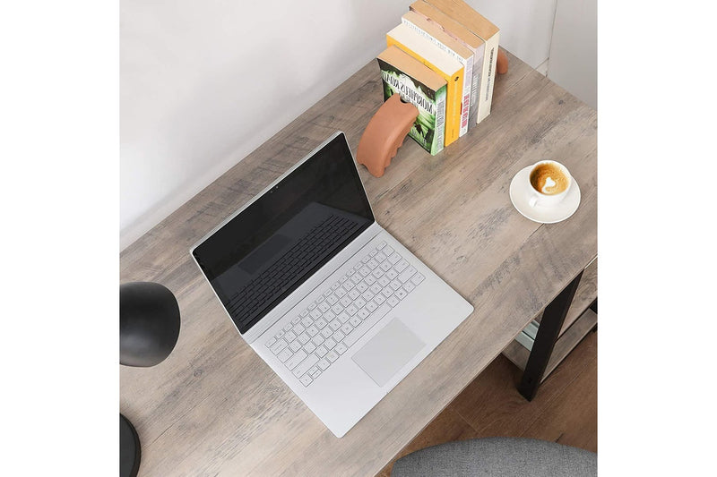 Vasagle L-Shaped Computer Desk with Shelves - Greige+Black