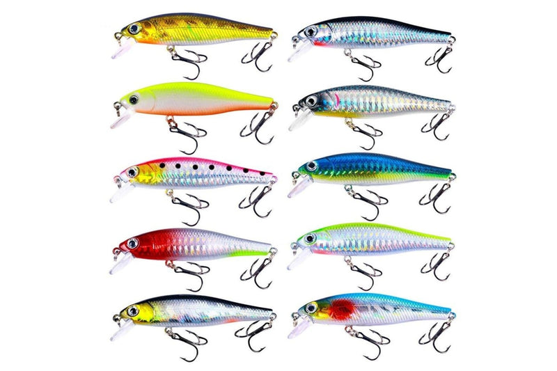 8.8cm 9g Floating Water Minnow Bait 10 Colour Box