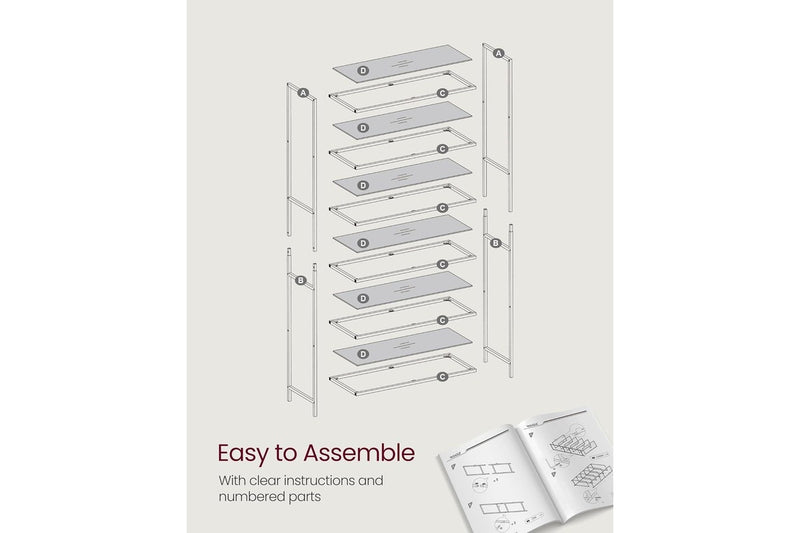 VASAGLE 6-Tier Glass Shelf - Ink Black/Slate Grey