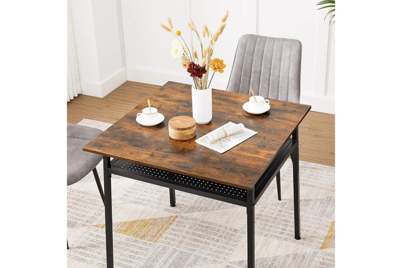 VASAGLE Square Dining Table - Rustic Brown and Black