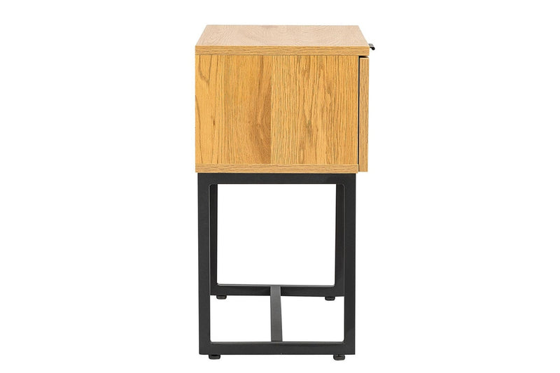 Rattan Bedside Table - Light Oak