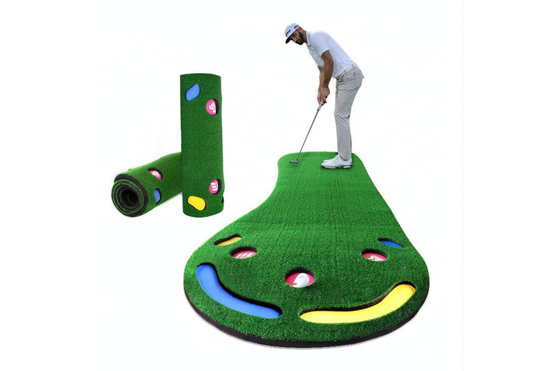 Gl002 Indoor Golf Putting Trainer Big Feet Practice Blanket With Putter And Balls - Lawn