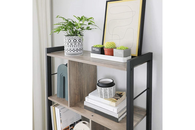 Vasagle : 4 Tiers Home Office Book Shelf - Greige and Black