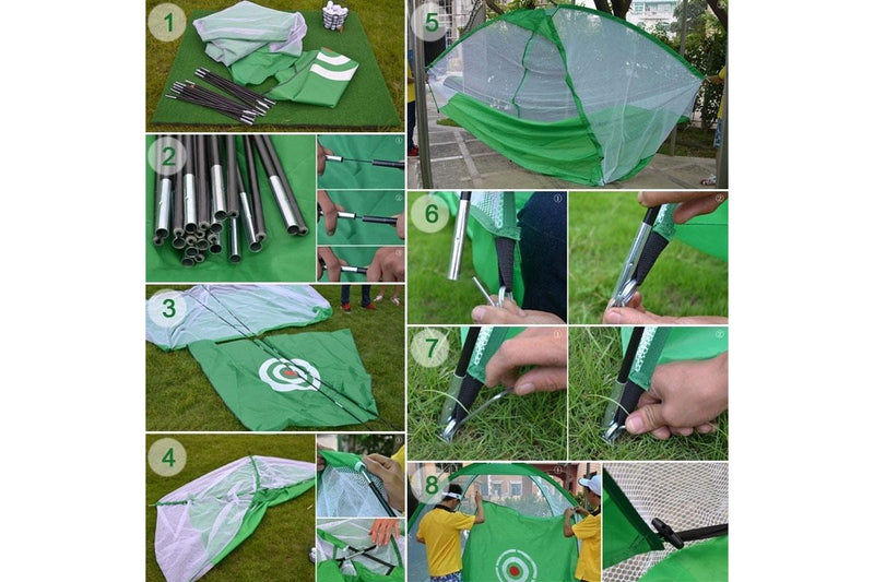 Golf Training Aids Indoor Sports Hitting Practice Net 3M With Hitting Mat & Seven-Iron Green