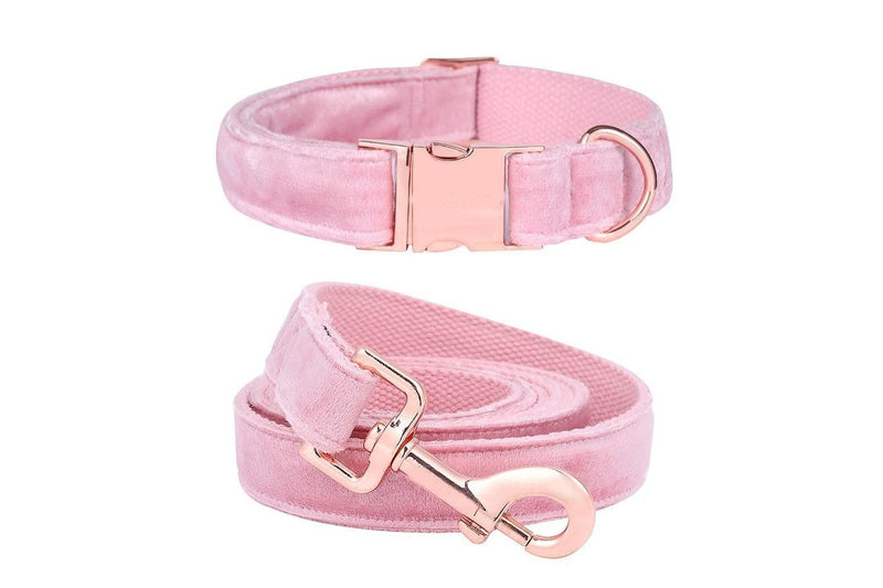 Pink Candy Velvet Dog Collar And Leash Set - Pink - Xs - Collar Only