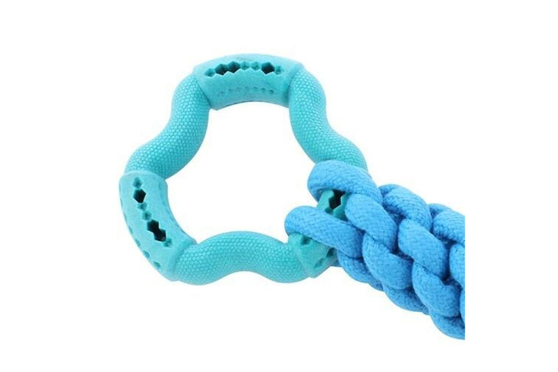 2x Paws & Claws Fetch N' Play Ring + Rope Tugger Dog Pet Toy Assorted 24x12x6cm