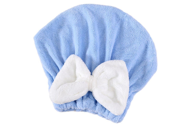 2Pcs Set Quick Absorbent Drying Hair Caps with Bow-Knot Hair Turban Wrap for Women Style 2