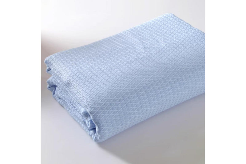 Breathable Summer Blanket Waffle Throw Blanket Air Conditioning Blanket Light Blue