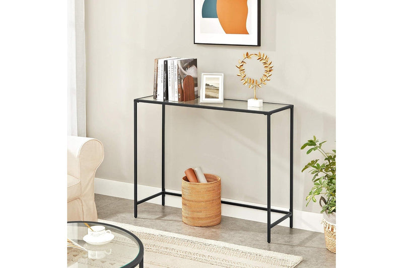 VASAGLE 1M Console Table with Tempered Glass - Black