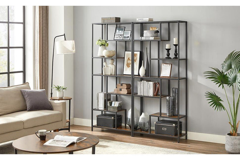 VASAGLE 6-Tier Bookshelf - Rustic Brown