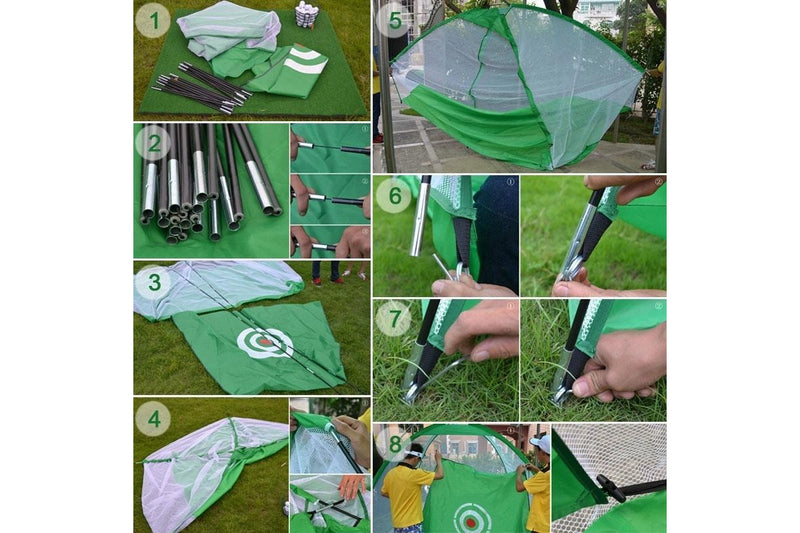 Golf Training Aids Indoor Sports Hitting Practice Net 2M With Cut Rods Hole Green