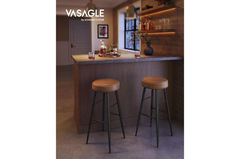 VASAGLE Ekho Collection Bar Stools Set of 2 - Caramel Brown