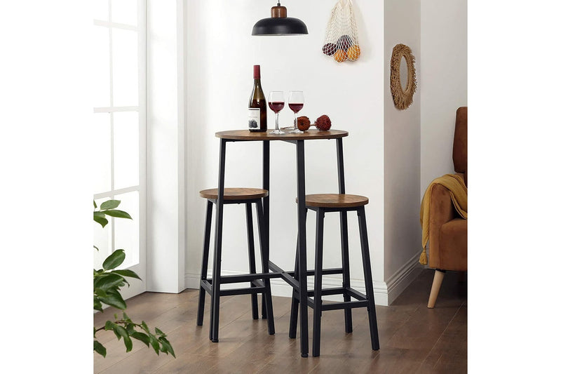 Vasagle Set of 2 Steel Frame Bar Stools - Rustic Brown