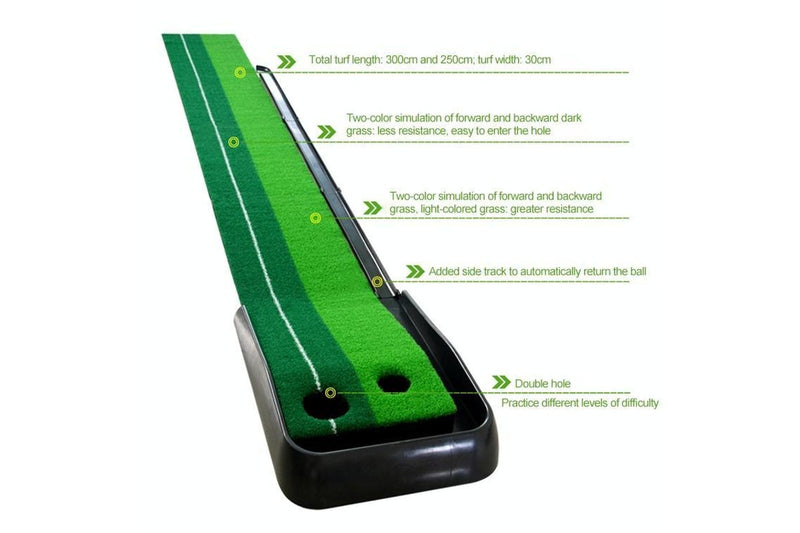 2.5M Golf Indoor Swing Grip Putting Trainer Practice Pace With Automatic Return Fairways