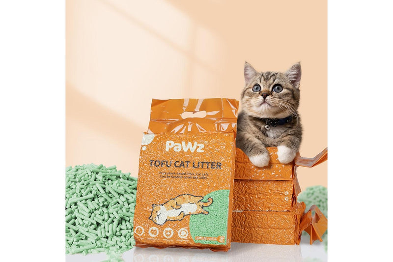 Pawz 2.5kg Tofu Cat Litter Clumping Flushable Fast Super Absorben Green Tea x6