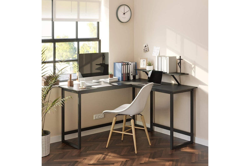 Vasagle L-Shaped Computer Desk with Monitor Stand - Black